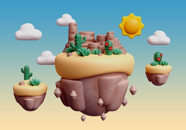 3D-Rendering einer Landschaftsillustration
