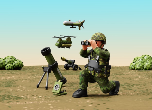 3D-Rendering einer militärischen Illustration