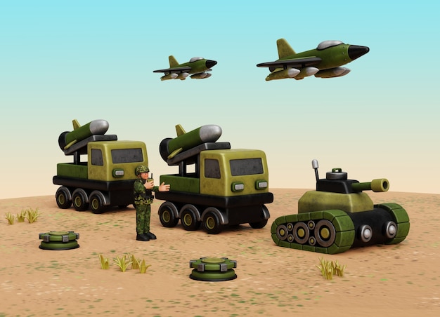 3D-Rendering einer militärischen Illustration