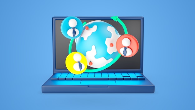 3D-Rendering eines Geschäftskonzepts mit Laptop