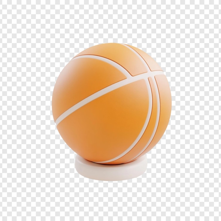 Kostenlose PSD 3d-rendering eines orangefarbenen basketballs auf einem weißen stand