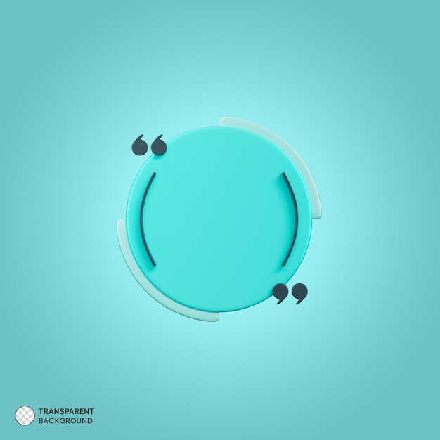 3D-Rendering von Anführungszeichen Frame-Box-Symbol isoliert 3D-Render-Illustration