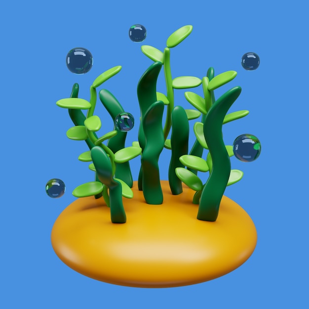 3D-Rendering von Fischen und Meeresfrüchten-Ikonen.