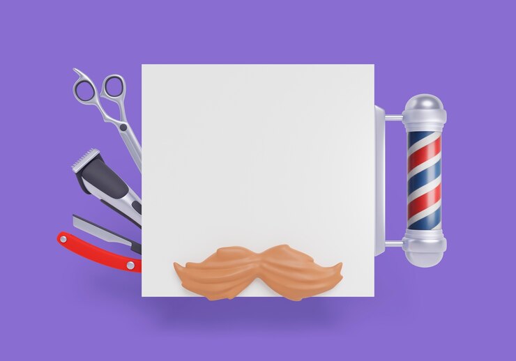 Kostenlose PSD 3d-rendering von friseur-blank-banner-verkäufen.
