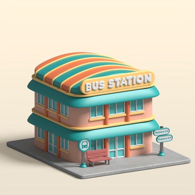3D-Rendering von Gebäudeaikonen