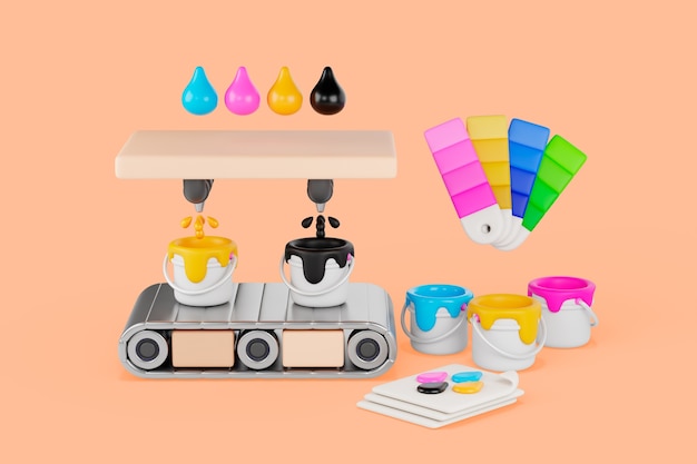 3D-Rendering von Grafik-Design-Fabrik-Illustrationen