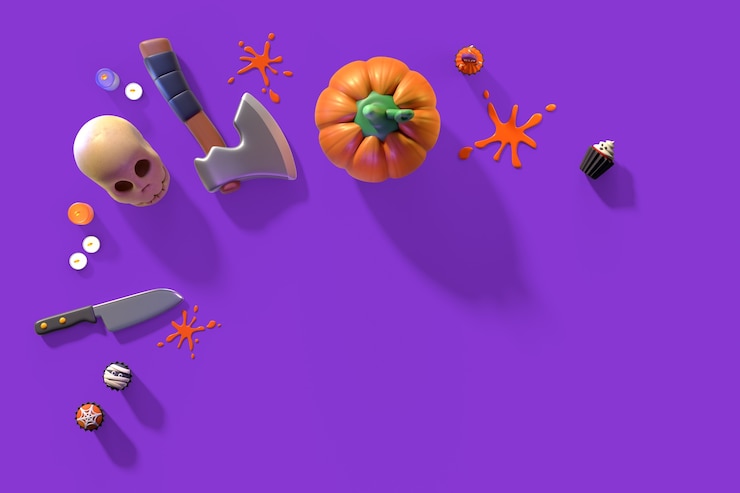 Kostenlose PSD 3d-rendering von halloween-dekorationen