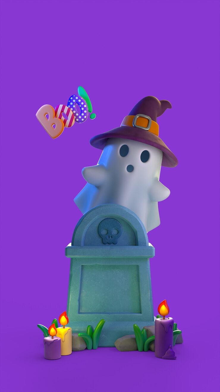 Kostenlose PSD 3d-rendering von halloween-dekorationen