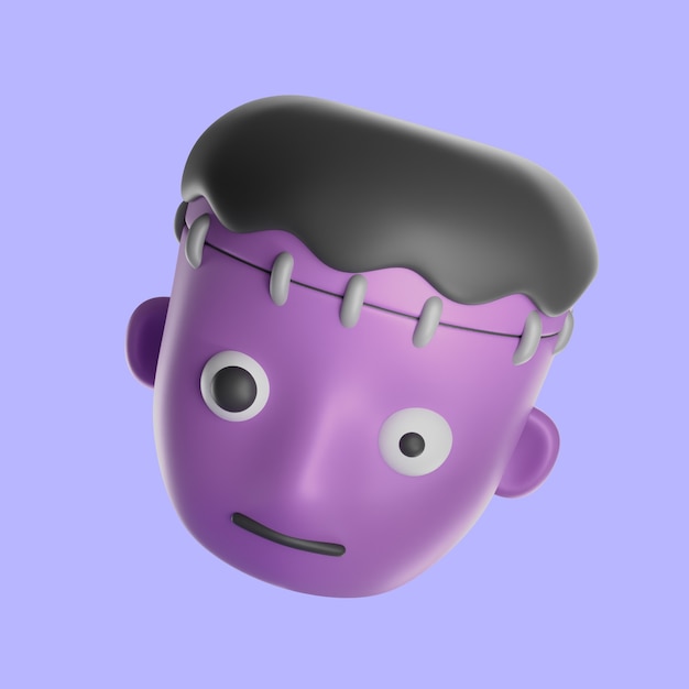 3D-Rendering von Halloween-Frankenstein-Symbol