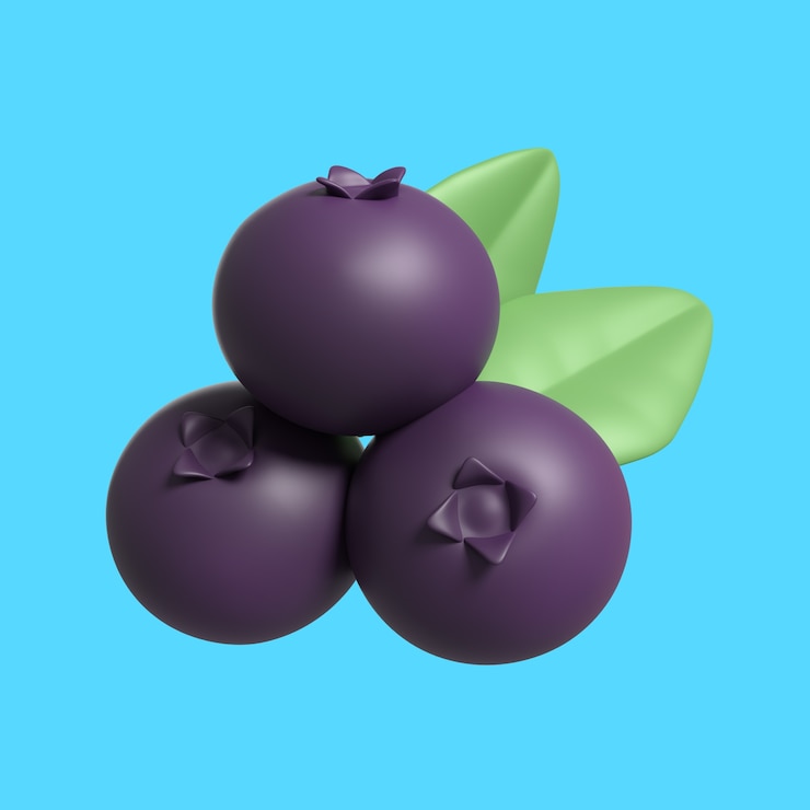 Kostenlose PSD 3d-rendering von köstlichen blaubeeren