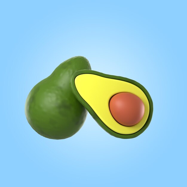 3D-Rendering von köstlicher Avocado