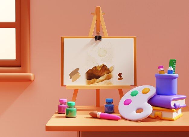 3D-Rendering von Kunststudio-Illustrationen