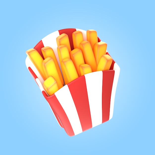 3D-Rendering von leckeren Pommes frites