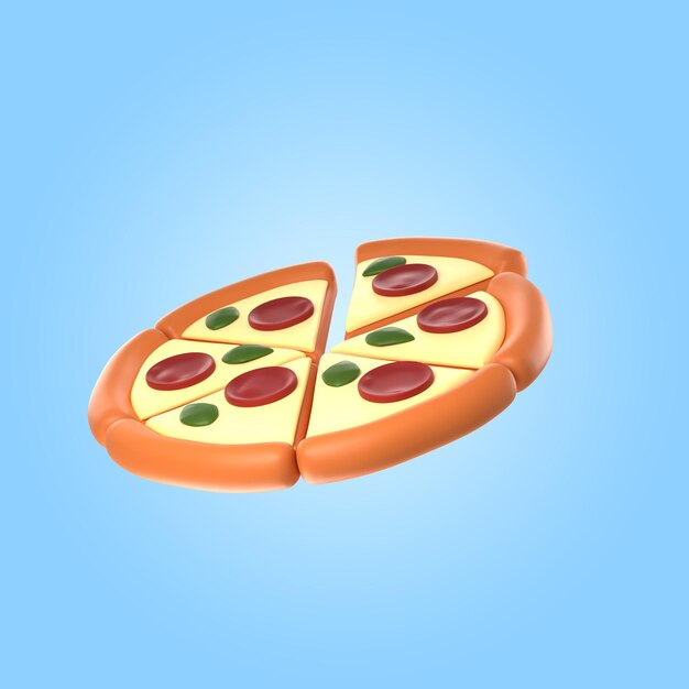 3D-Rendering von leckerer Pizza