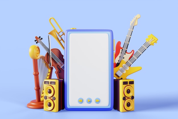 3D-Rendering von Musik, leerer Banner-Hintergrund