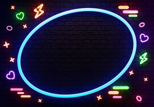 3D-Rendering von Neonrahmen für den Verkauf von leeren Banner