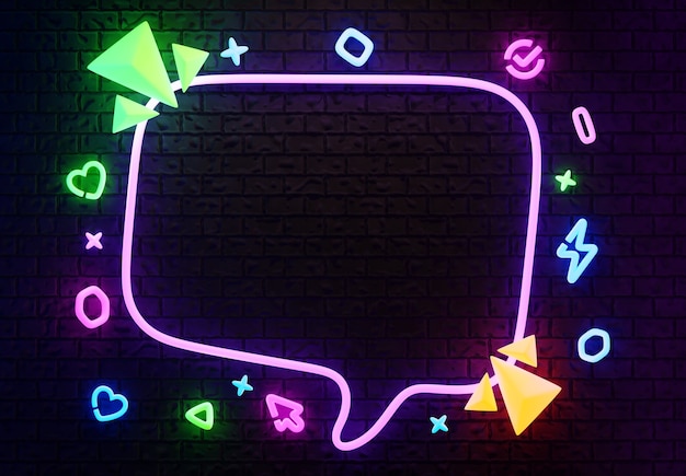 3D-Rendering von Neonrahmen für den Verkauf von leeren Banner