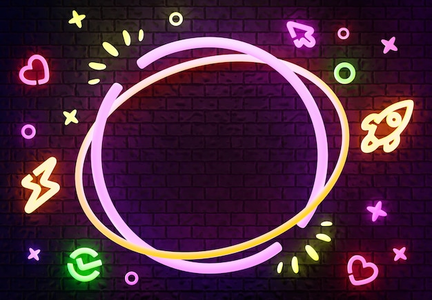 3D-Rendering von Neonrahmen für den Verkauf von leeren Banner