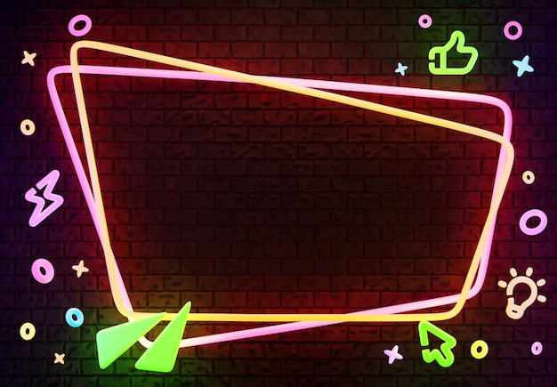 3D-Rendering von Neonrahmen für den Verkauf von leeren Banner