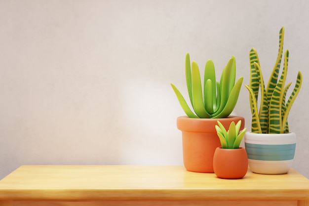 3D-Rendering von Pflanzen und Bäumen Stillleben