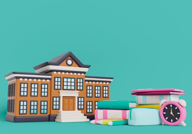 3D-Rendering von Schulgeräten Stillleben