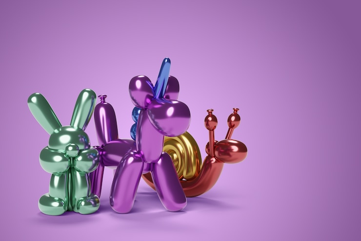 Kostenlose PSD 3d-rendering von stillleben-ballonmodellierungen