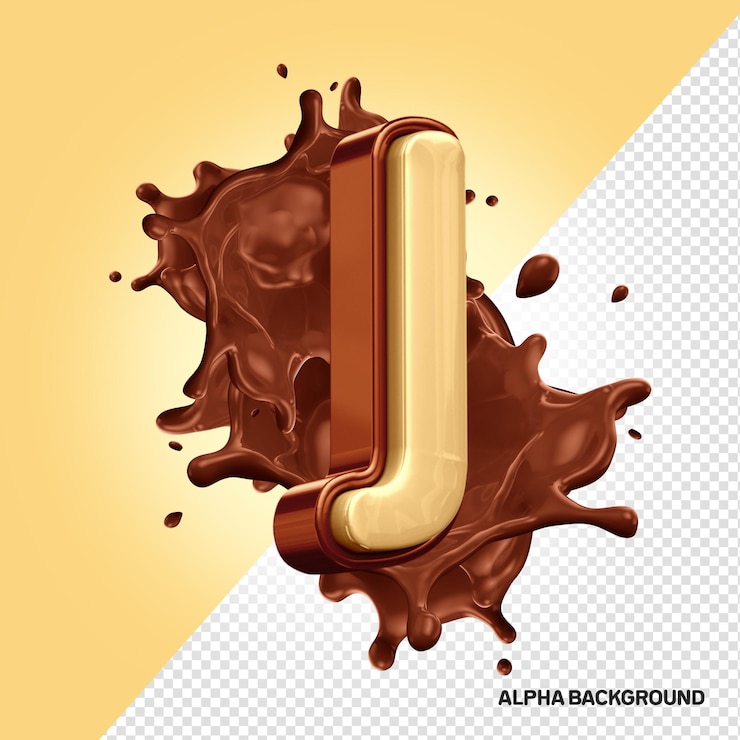 Kostenlose PSD 3d-schokoladen-alphabet-buchstabe j