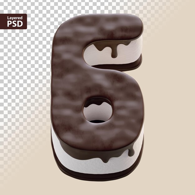 3D-Schokoladenkuchen Nummer sechs