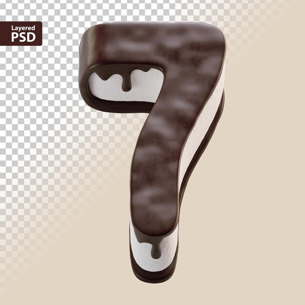 3D-Schokoladenkuchen Nummer sieben