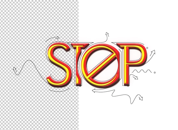 3d-stopp-schriftzug typografischer transparenter psd