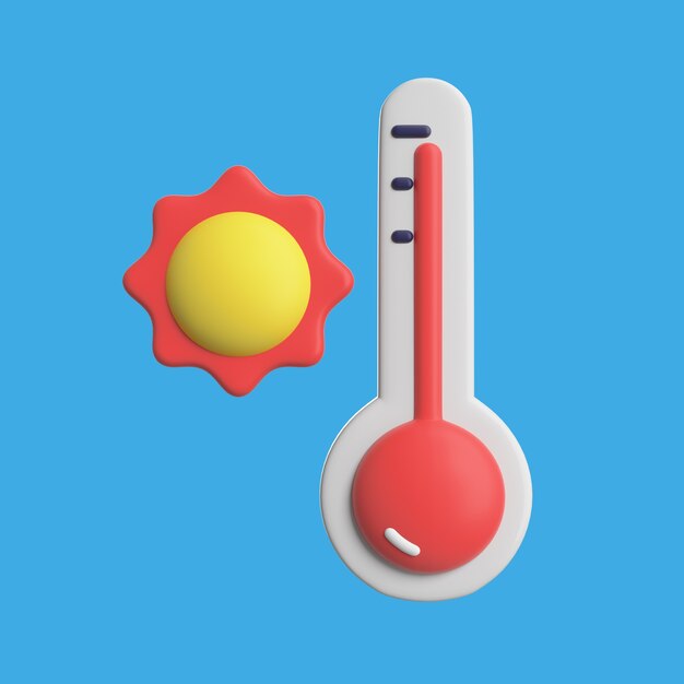 3D-Symbol für Wetterbedingungen mit heißen Temperaturen
