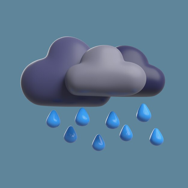 3D-Symbol für Wetterbedingungen mit Regen