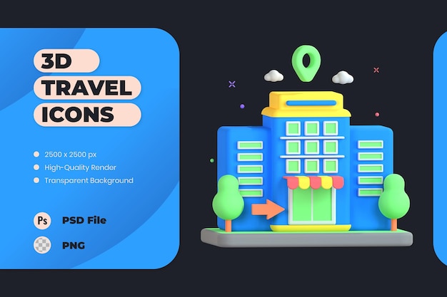 3D-Symbol Illustration Hotel Check Out Unterkunft