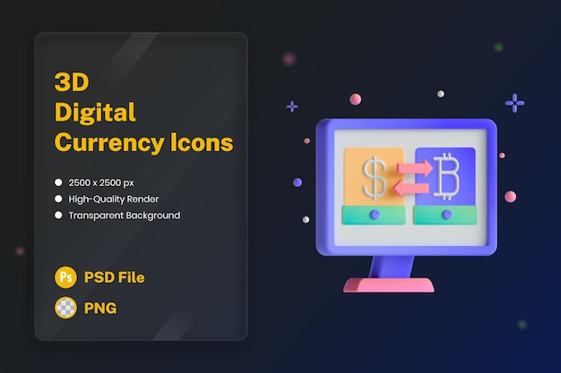 Kostenlose PSD 3d-symbol illustration online exchange kryptowährung digitale währung