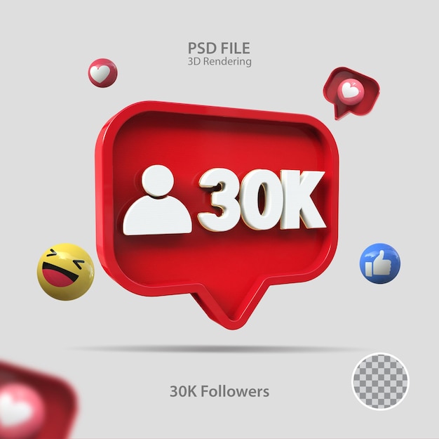 3d-symbol instagram 30k follower rendern