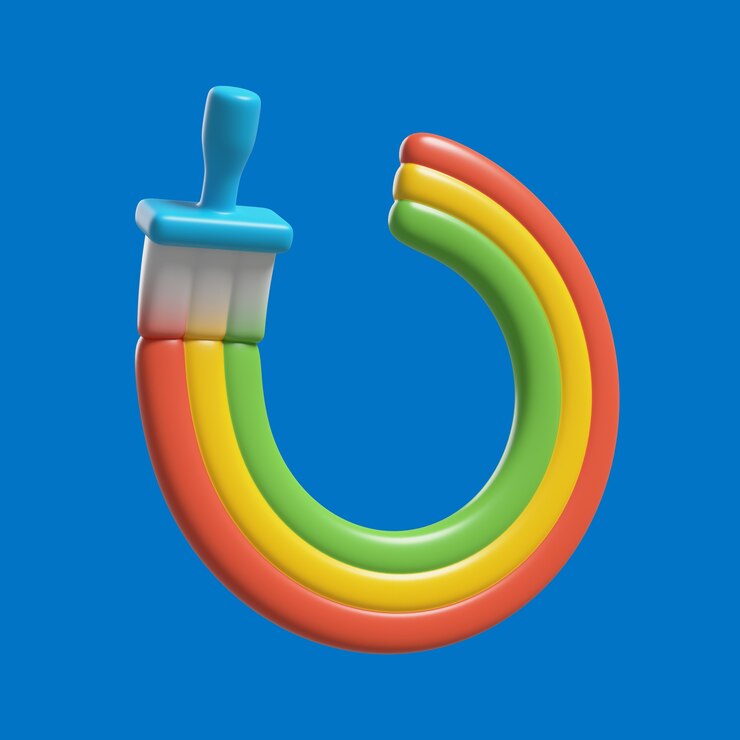 Kostenlose PSD 3d-symbol mit regenbogen und pinsel
