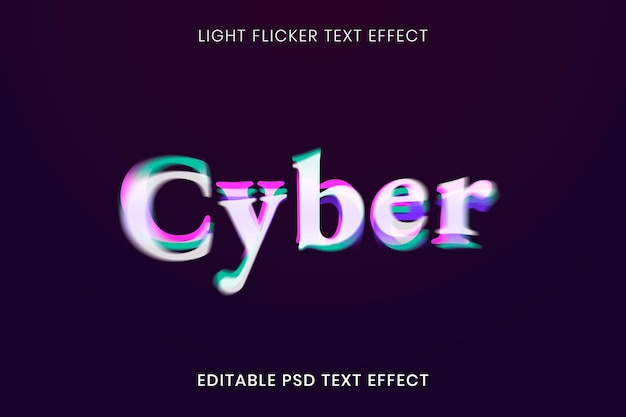 3D-Texteffekt-PSD-Vorlage, leichte Flicker-Schrifttypografie