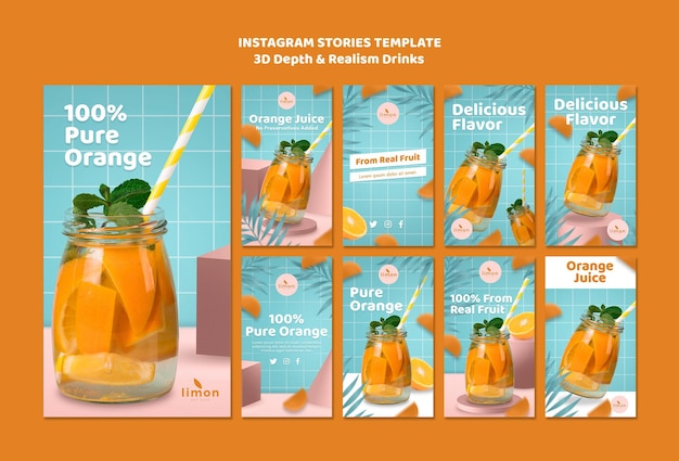 3D Tiefe und Realismus trinkt Instagram Geschichten Thema