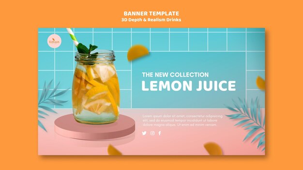 3D-Tiefe und Realismus trinkt Landingpage-Design