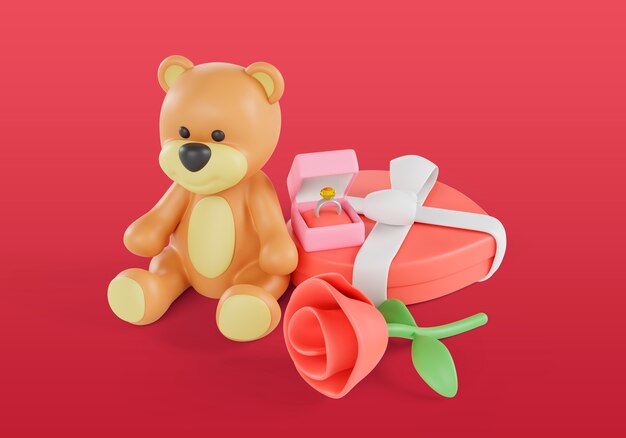 3D-Valentinstag-Feier-Illustration