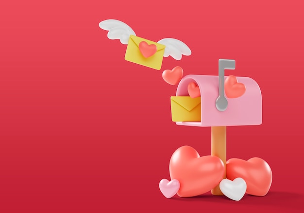 3D-Valentinstag-Feier-Illustration