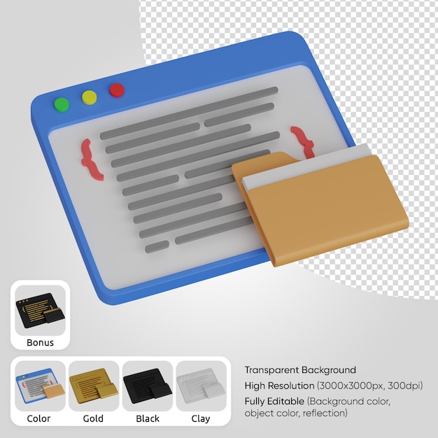 Kostenlose PSD 3d-webcodierung mit ordner