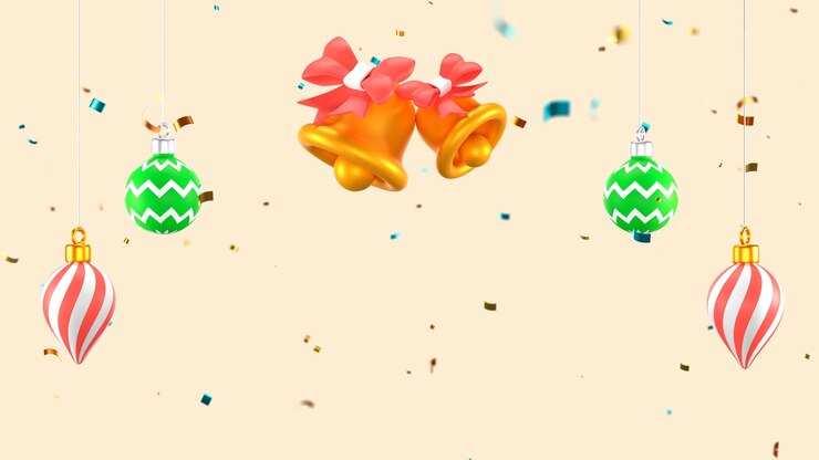 Kostenlose PSD 3d-weihnachtshintergrund mit glocken und kugeln
