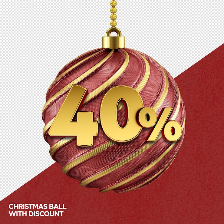 Kostenlose PSD 3d-weihnachtskugel mit prozentsatz für kompositionen