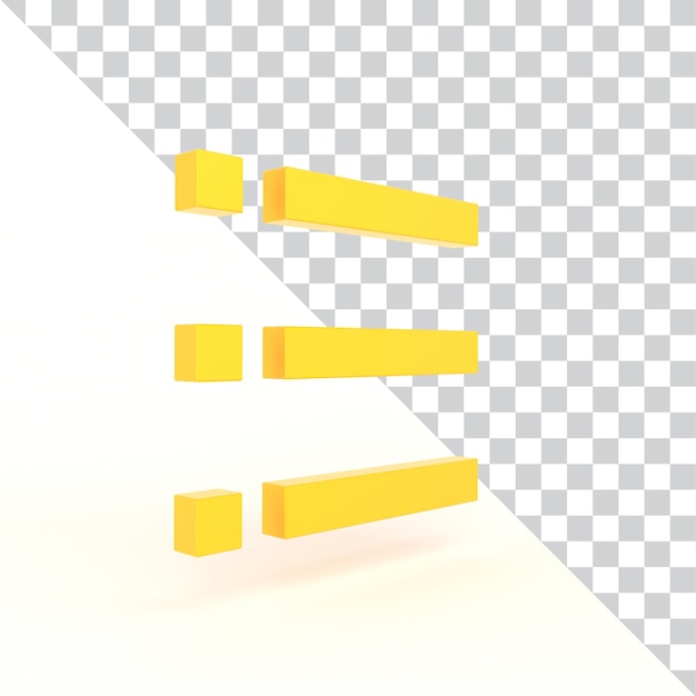 3D Yellow List Icon on Transparent Background