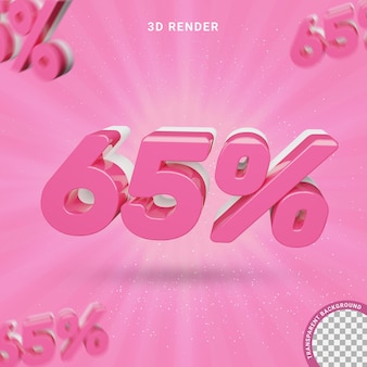 3d-zahl 65 prozent rosa farbe moderner texteffekt