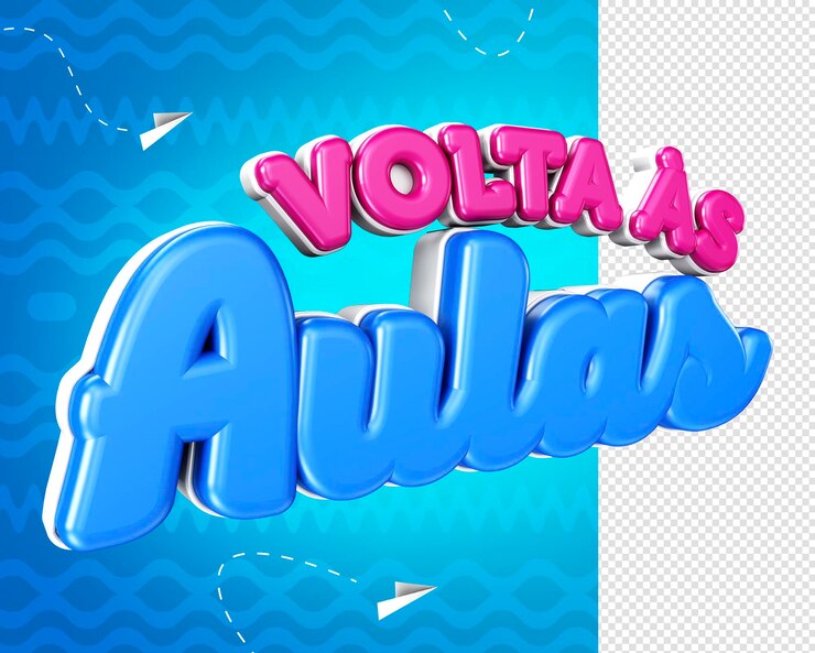Kostenlose PSD 3d zurück zum schullogo für schulkampagnen volta als aulas no brazil