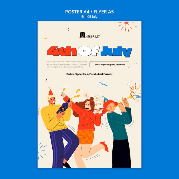 4. juli feier poster vorlage