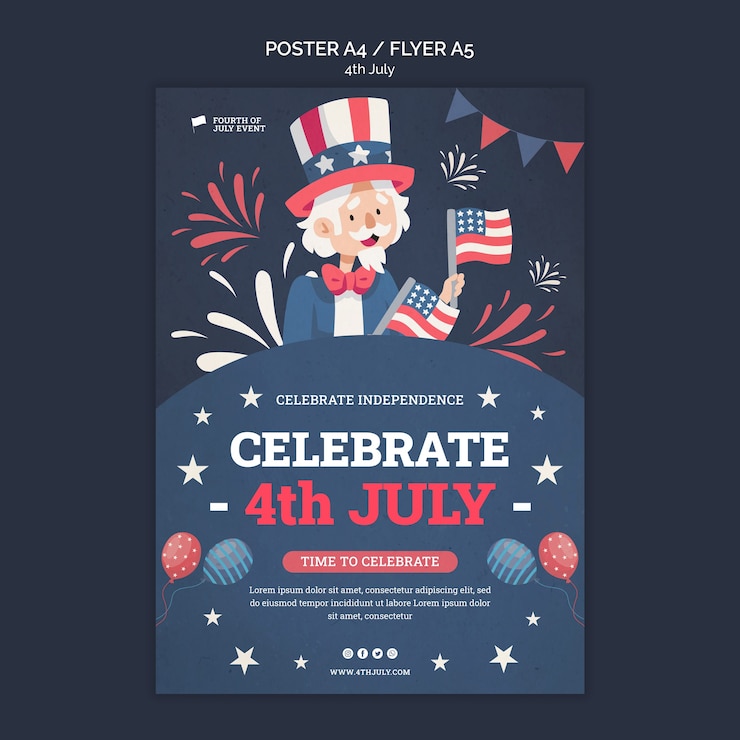Kostenlose PSD 4. juli plakatvorlagendesign
