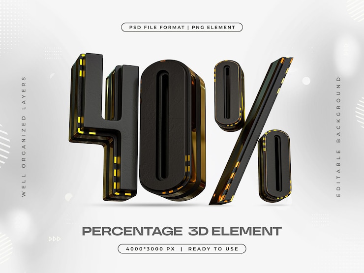Kostenlose PSD 40 prozent rabatt isolierte 3d-rendering-illustration